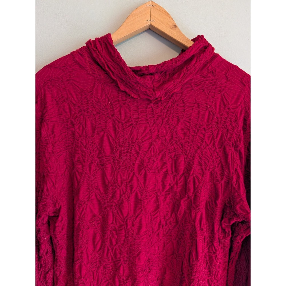 Sno Skins Top Cowl Raw Hem Stretch USA Ski Base Layer Artistic Crinkle Textured - Picture 10 of 16